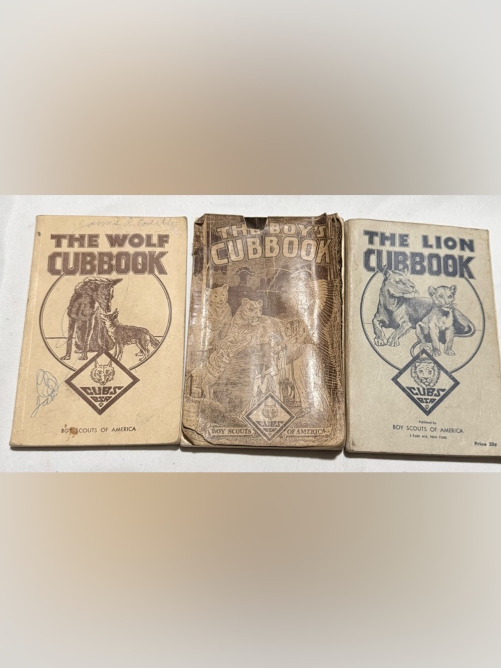 Vintage 1930-40 Boy Scout of America-Wolf Book, Lion Book, The Boy’s Cubbook